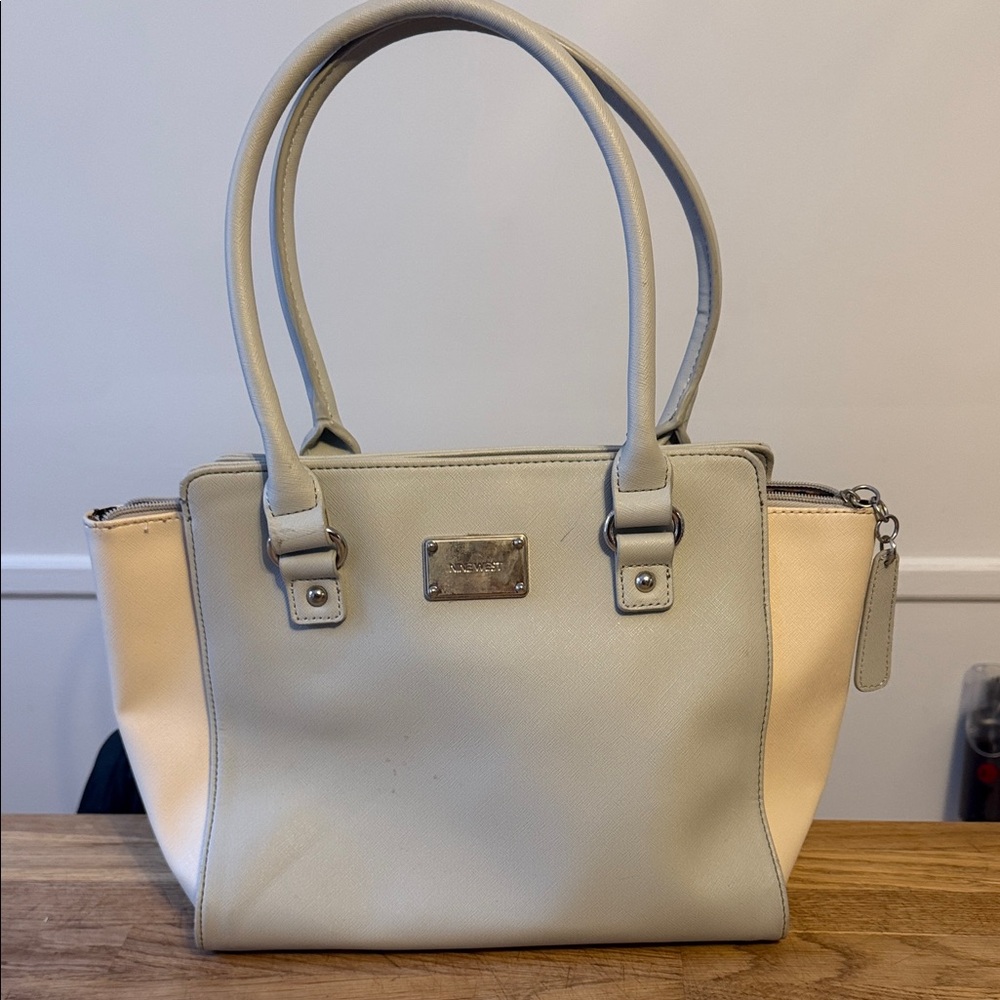 Nine West Cream and Tan Tote Bag